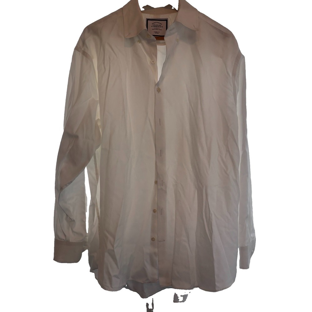 Charles Tyrwhitt Non-Iron Classic Fit Dress Shirt 18 /35 White Cotton